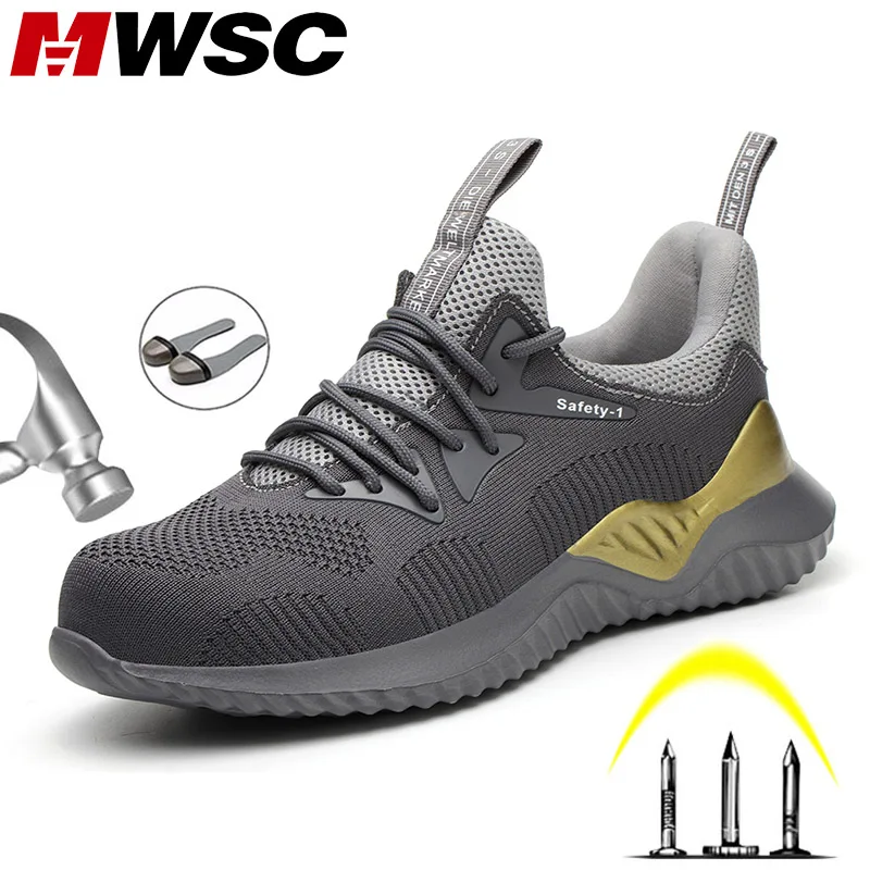 

MWSC Men Safety Work Shoes Anti-smashing Steel Toe Cap Work Boots Shoes Indestructible Construction Boots Male Safety Sneakers