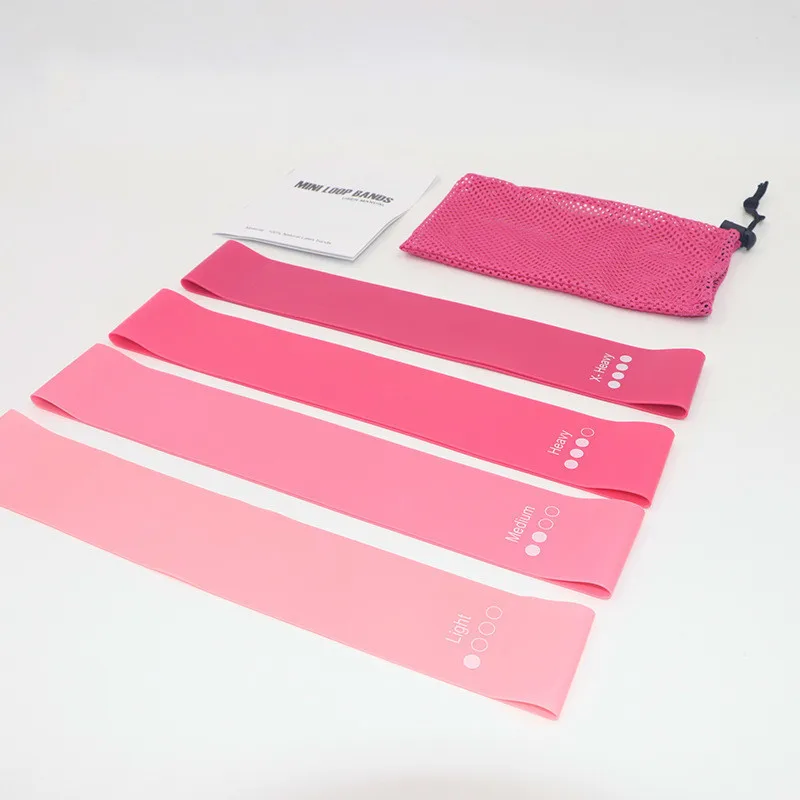 Pink Color Gradual Change Pull Circle Four Paper Set Yoga Latex Resistance Bring Bodybuilding Rope | Спорт и развлечения