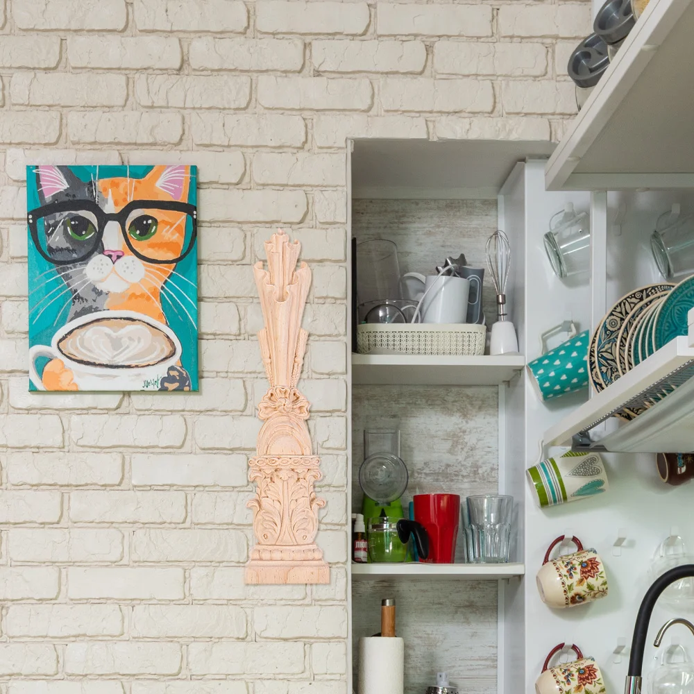 

2Pcs Roman Column Shaped Appliques Unpainted Appliques for Home Furniture Decor