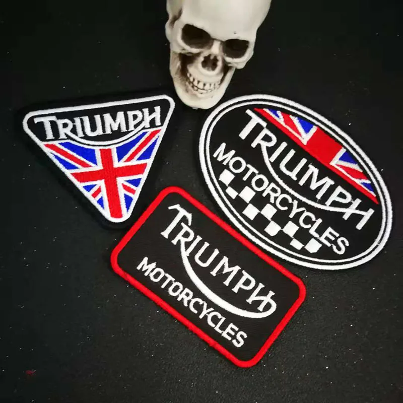 Вышитая аппликация с утюгом для мотоцикла triumph этикетка шитья панк байкерские