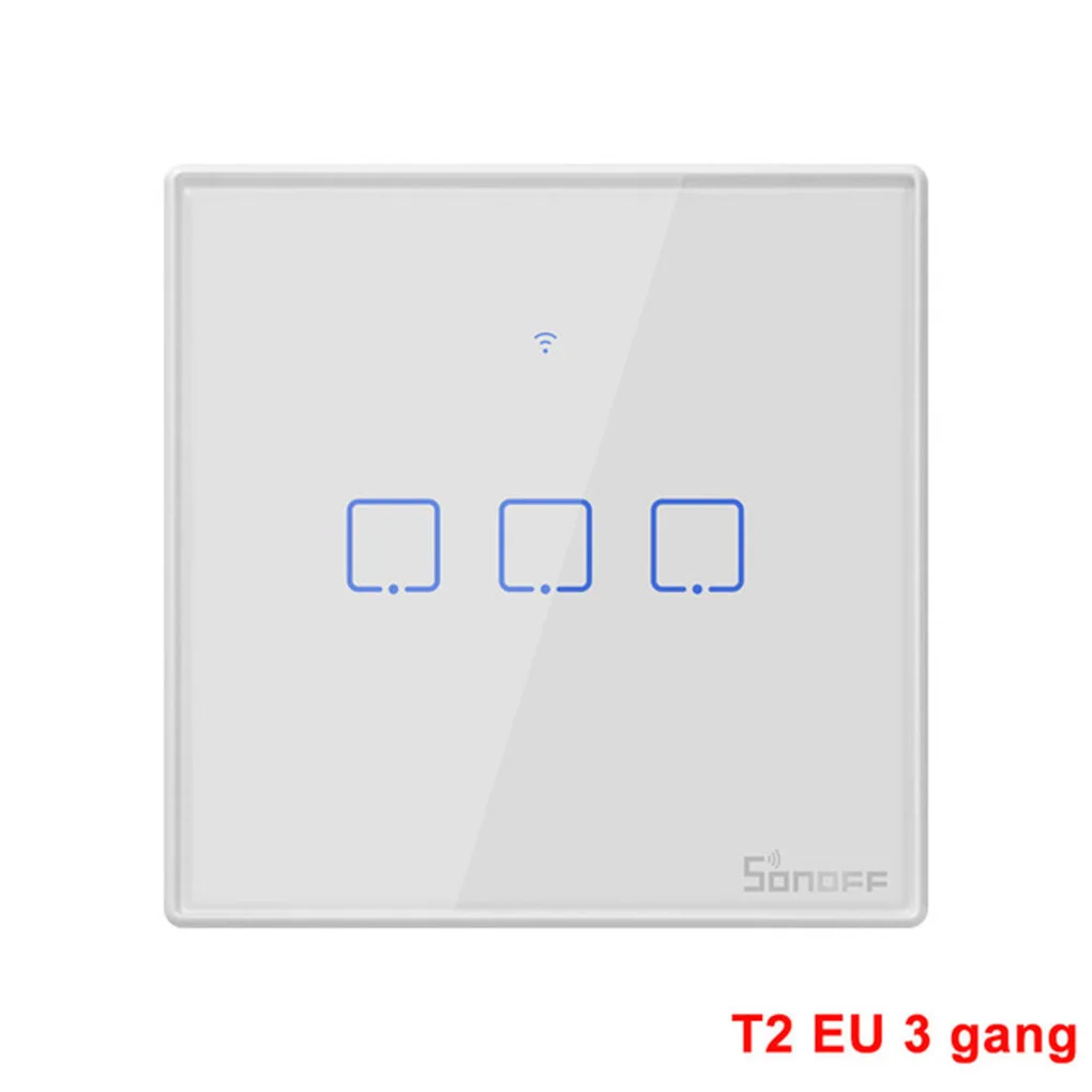 3 Gang Интеллектуальный выключатель света SONOFF T2EU TX Smart Wi-Fi настенный сенсорный выключатель с границы умный дом 1/2/3 433 RF/Голосовое управление/приложение/сенсорный экран Cwhontrol работать с Alexa - Комплект: 3 Gang
