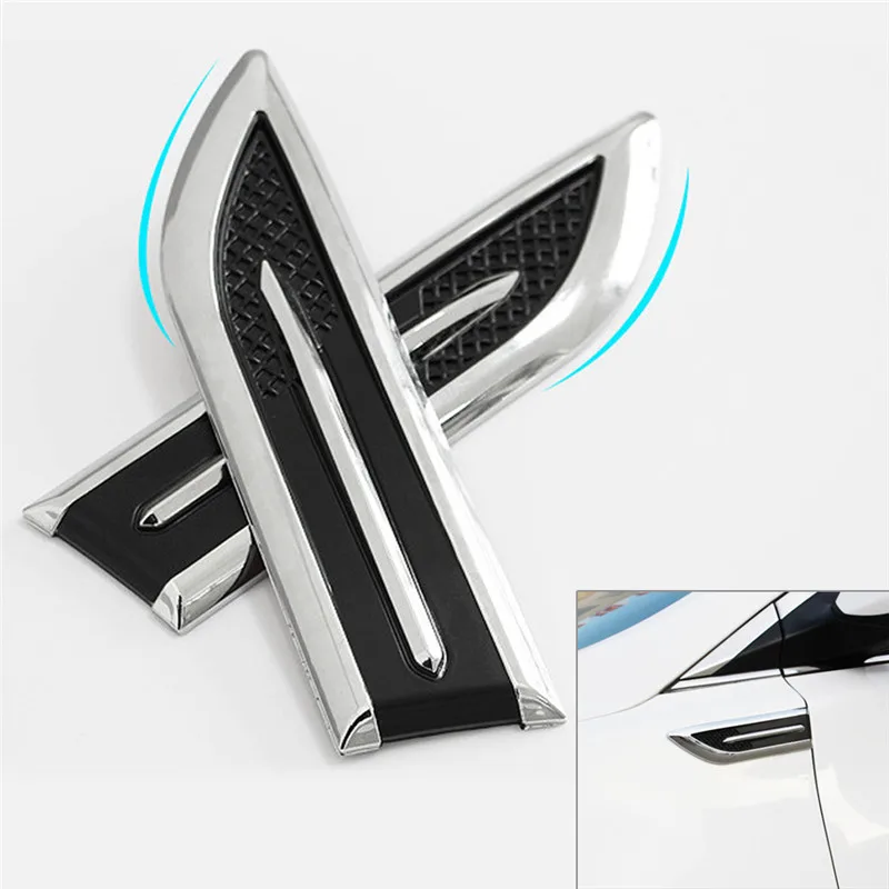 1 Pair 19x5cm 3D Vent Air Flow Engine Cover Side Stickers Fender Sticker Decal Automobile Shark Gills Car Decorated | Автомобили и