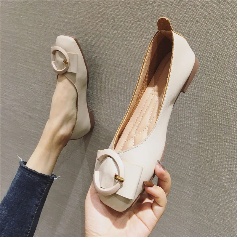 Женские туфли из мягкой искусственной кожи на плоской подошве без застежки с