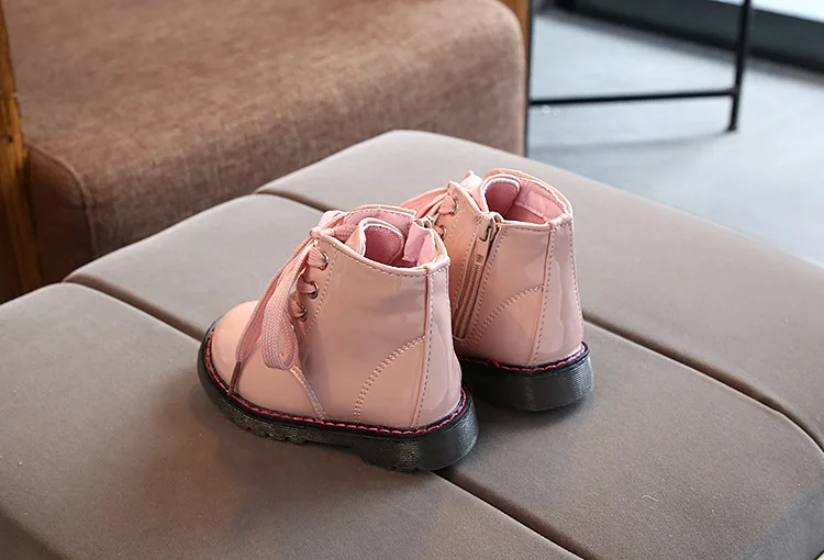 JUSTSL Autumn Winter Children's Martin Boots Girls Boys Short Boots Baby Kids Plus Velvet Waterproof Cotton Shoes