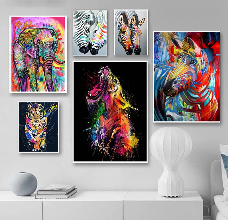 

Colorful Tiger Monkey Graffiti Art Canvas Painting Animal Posters and Prints Abstract Picture for Living Room Modern Home Decor