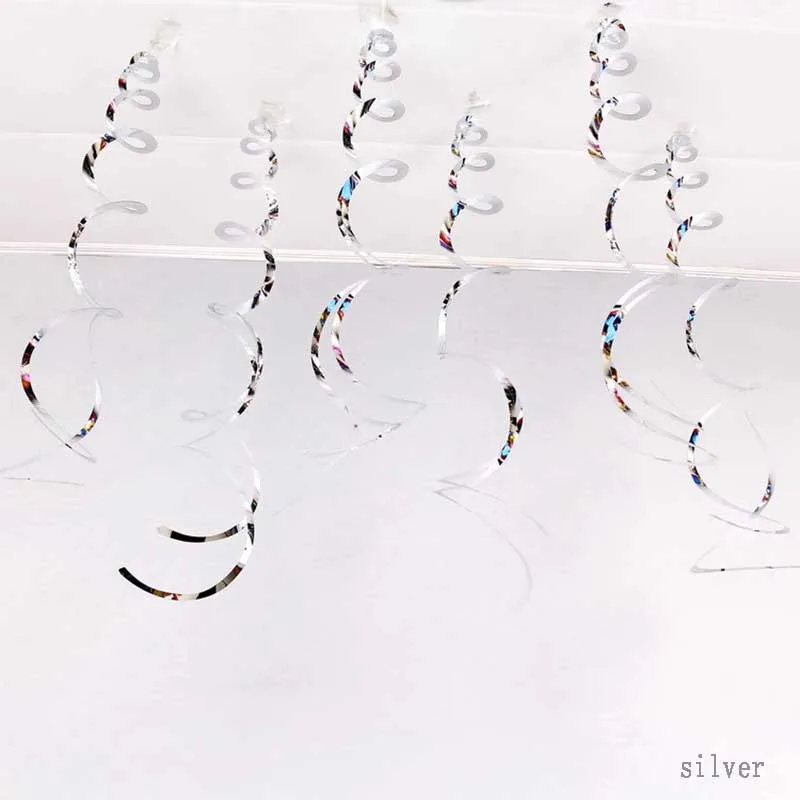 Sliver 6 шт. с днем рождения DIY декоративные металлические потолочные Висячие вихри для детского душа Свадебные Хэллоуин День рождения украшения - Цвет: Sliver