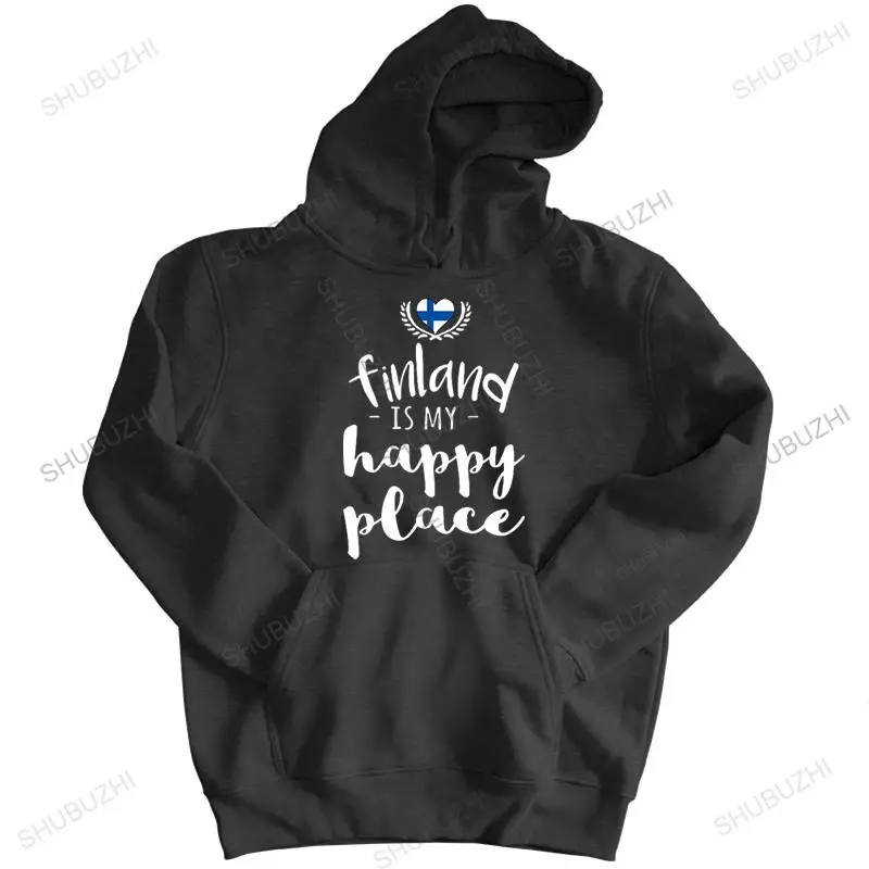 

Новое поступление, черная толстовка с капюшоном, Мужская финская надпись «HAPPY PLACE», мужская хлопковая толстовка shubuzhi, Модный пуловер, свобод...