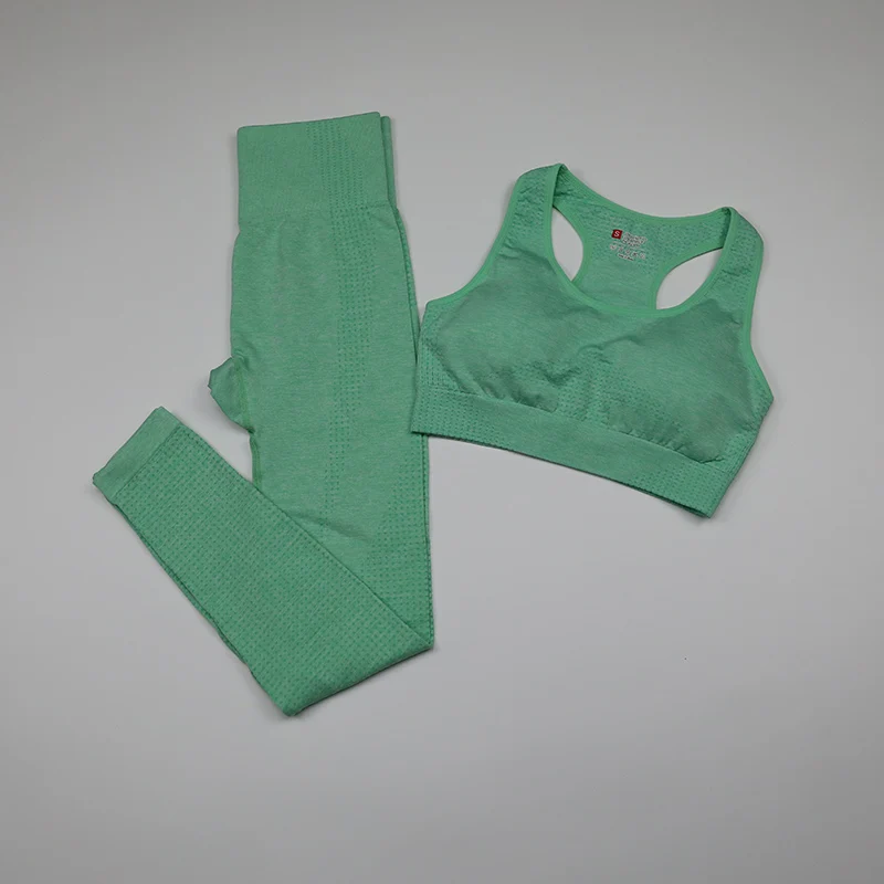 

2 Pieces Set Women Seamless Yoga Set Fitness Clothing Sportswear Woman Vital Gym Leggings Padded Push-up Sports Bra Sports Suits