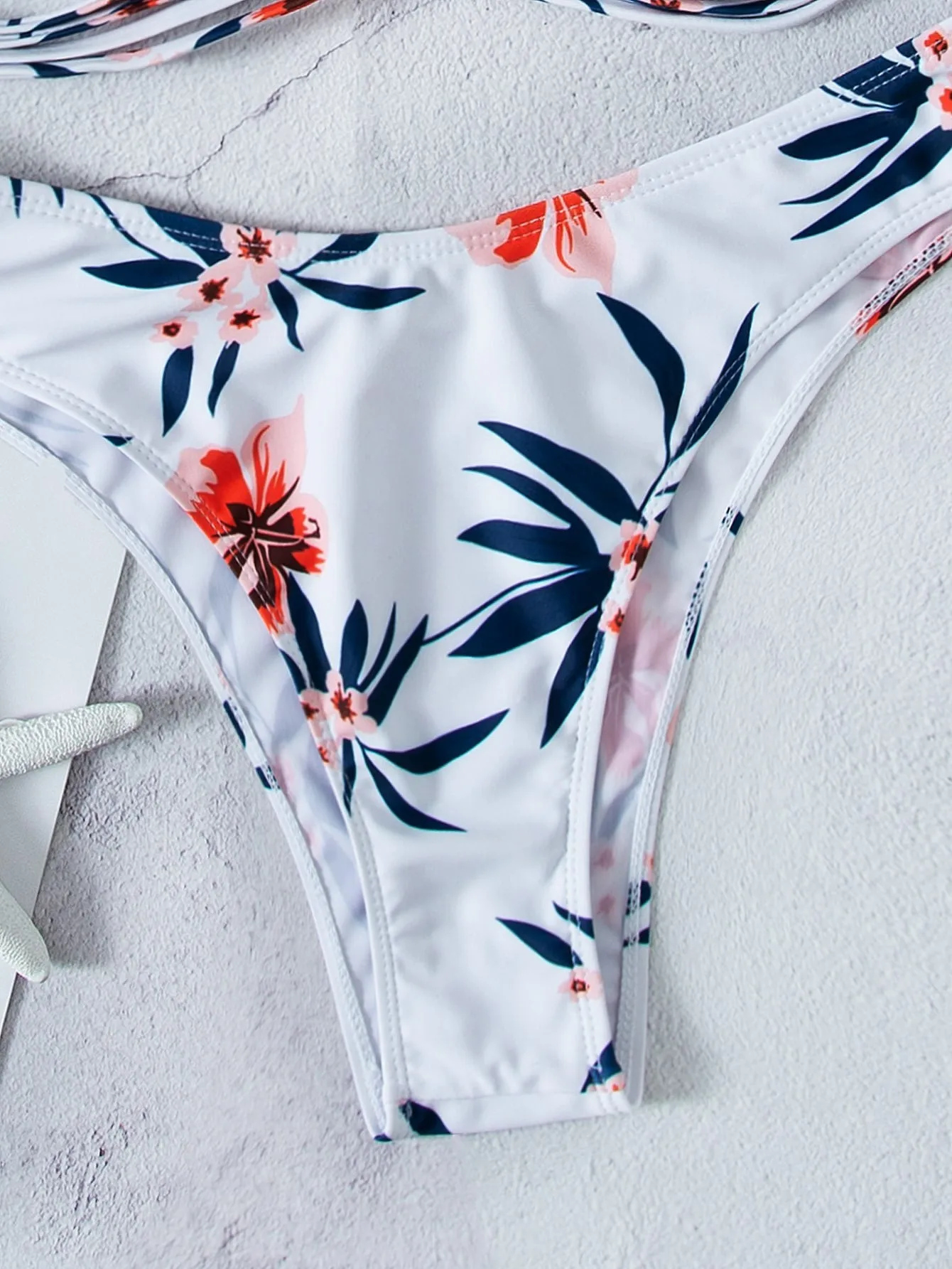 Бикини женское Бандажное с цветочным принтом и высокой талией 2022 | Женская одежда