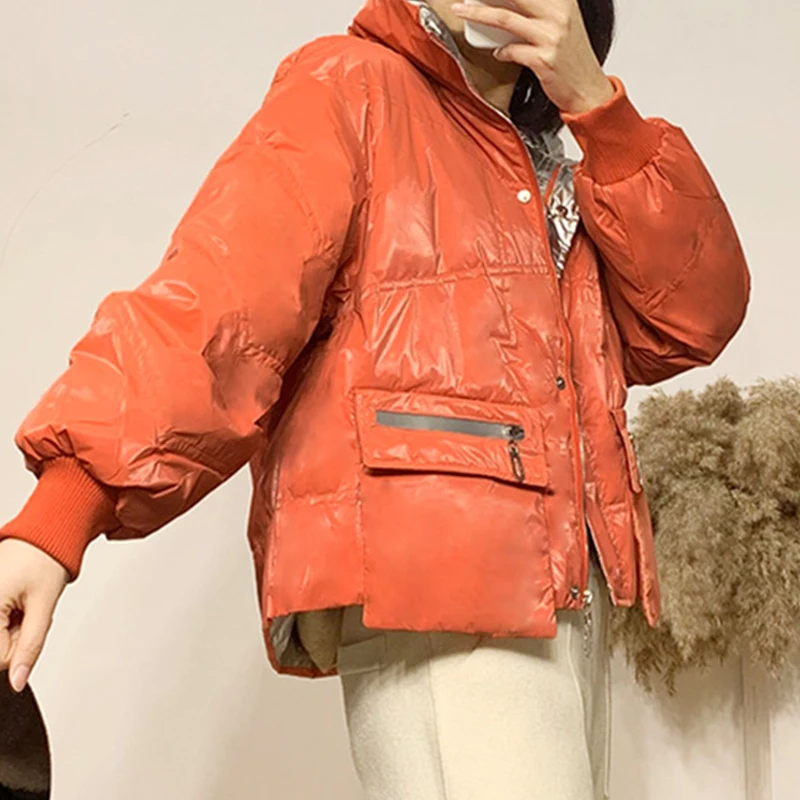 Ftlzz New Winter Women Short Stand Collar Pocket Design Warm Down Coat 90% White Duck Thick Parkas | Женская одежда