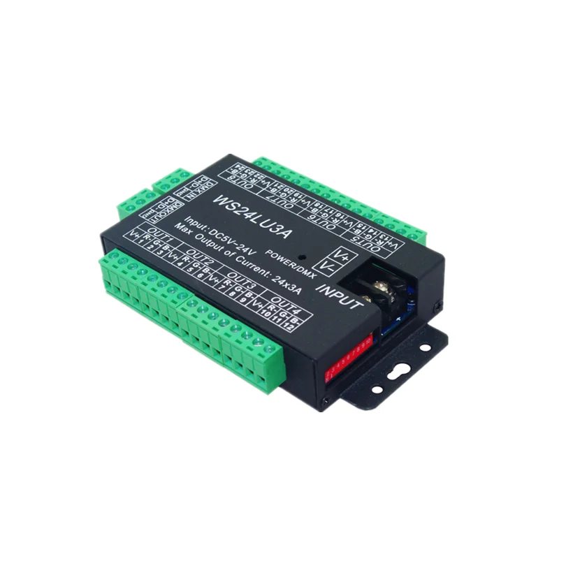 WS24LU3A WS24LU LED DC5-24V 12 В 24CH DMX контроллер 24 канала 512 декодер для RGB светодиодных лент