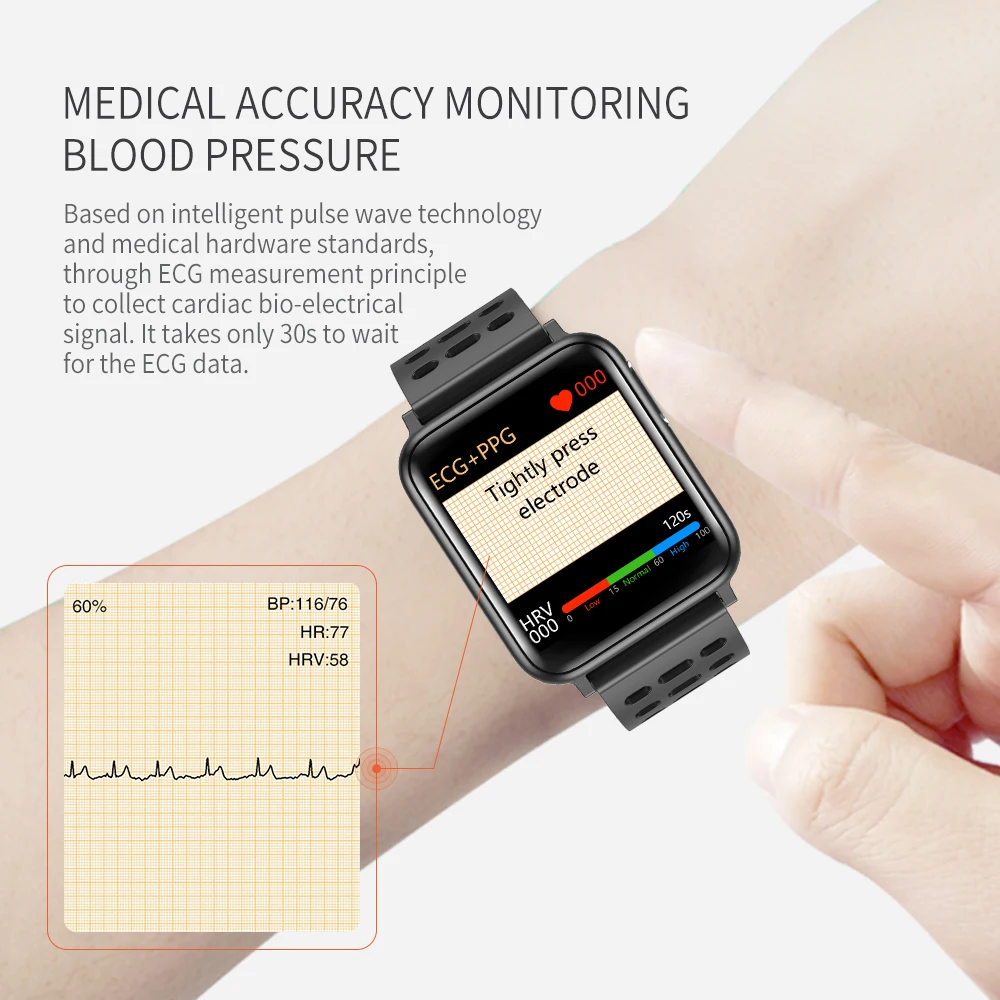 V5 1 3 &quotHD Bluetooth Смарт часы PPG + ECG SPO2 смарт браслет пульсометр кровяное давление