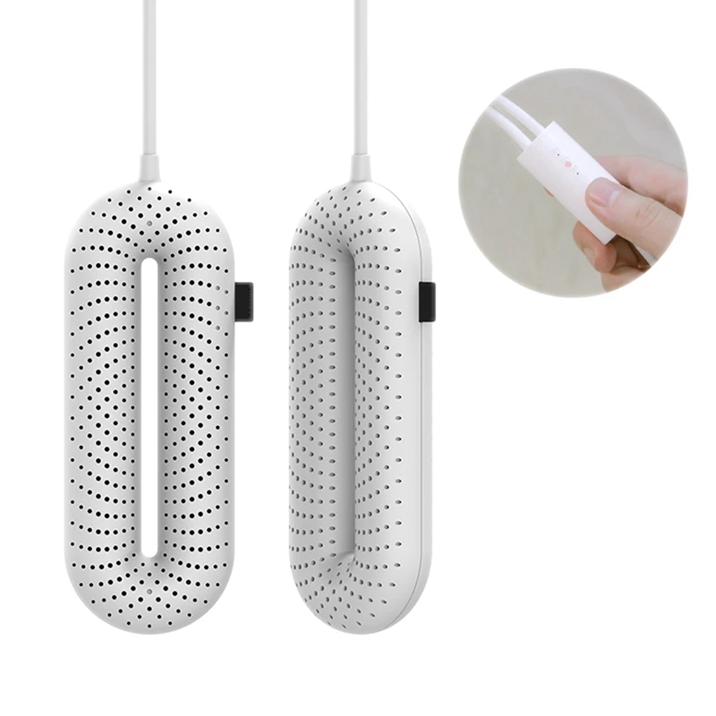 

2Pcs Portable Household Electric Disinfection Shoes Dryer Us Plug- Purple Standard & White Timing