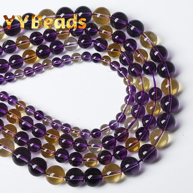 Натуральный прозрачный натуральный аметист цитрин кристалл кварцевые бусины
