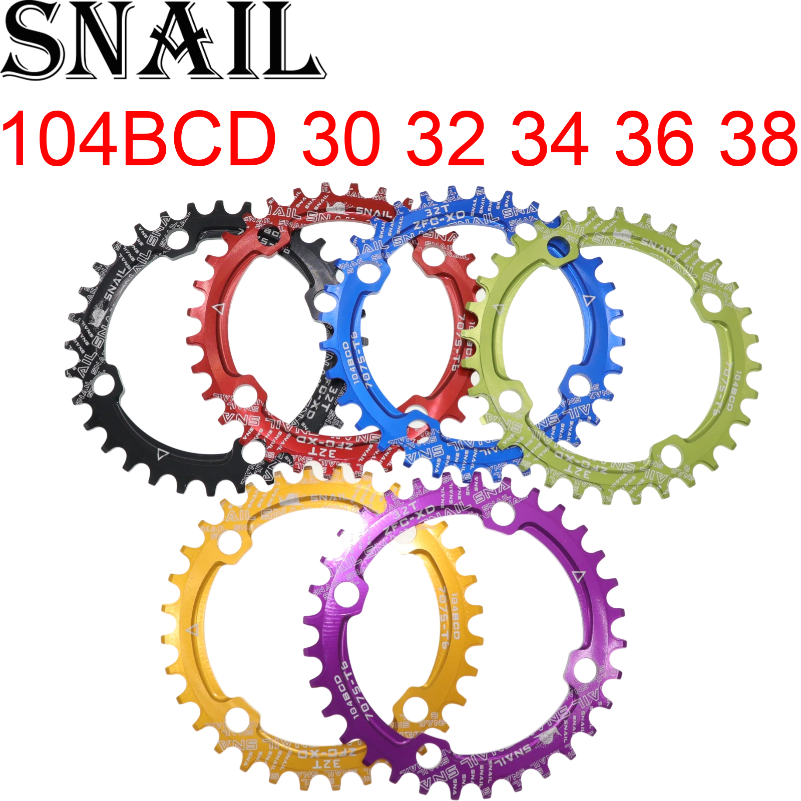 Цепочка с улиткой 104 BCD круглая 32t 34t 36t 38t зуб узкая n широкая Ультралегкая зубная пластина MTB горный велосипед 104BCD цепное кольцо