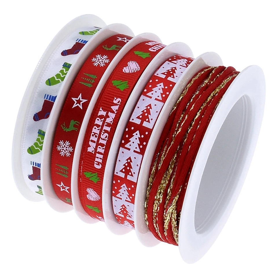

25Meters/Lot Christmas Decoration Home DIY Silk Satin Ribbon Gift Wrapping Party wedding Supplies printed Ribbon Bows Crafts