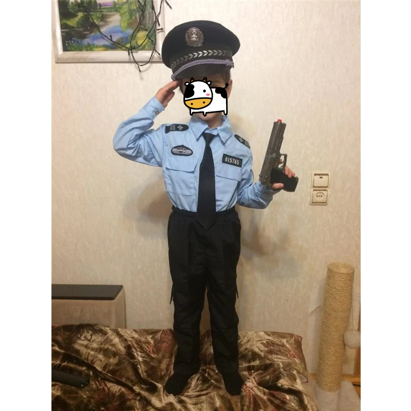 

Boy Girl Traffic Police Officer Cosplay Costume Tiny Cop Halloween Party Carnival Fancy Policeman Role Play Stage Clothing Set