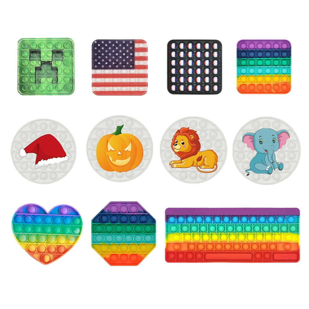 

Multiple Fidget Toys Rainbow Color Push Bubble Relieve Pressure Anxious Autism Stress Relief Toys for Adults Kid Christmas Gift