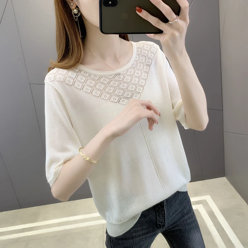 

P area 43 left 】 7490 film set of tencel hollow out short sleeve head 40