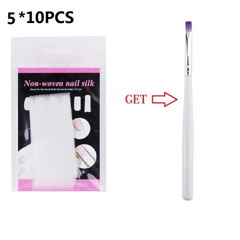 5*10 шт. (кисть для ногтей) шелковое наращивание ногтей из стекловолокна УФ геля
