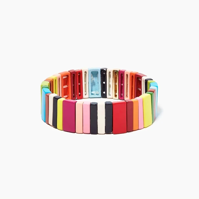 Эластичный Радужный Браслет из сплава в богемном стиле для мужчин и женщин