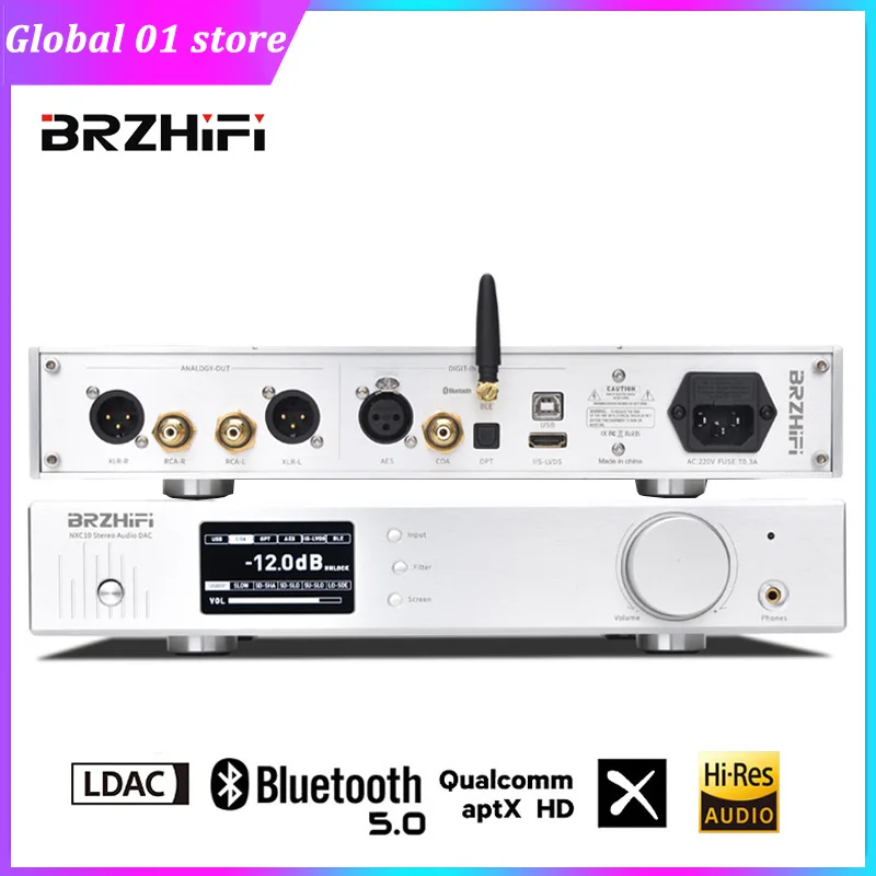 

BRZHIFI AK4499EQ Balance DAC USB Amanero CSR8675 AK4418 Bluetooth LDAC APTX-HD Hi Fi Audio Decoding 32Bit 384KHz DSD512 Decoder