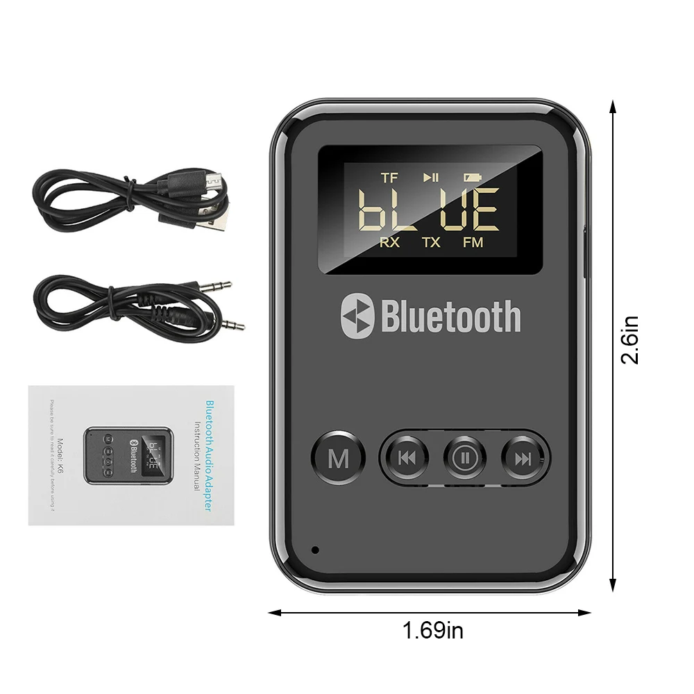 

USB Bluetooth 5,0 приемник-передатчик светодиодный цифровой дисплей FM-передатчик воспроизведение TF-карты беспроводной аудио 3,5 мм Aux автомобильный...