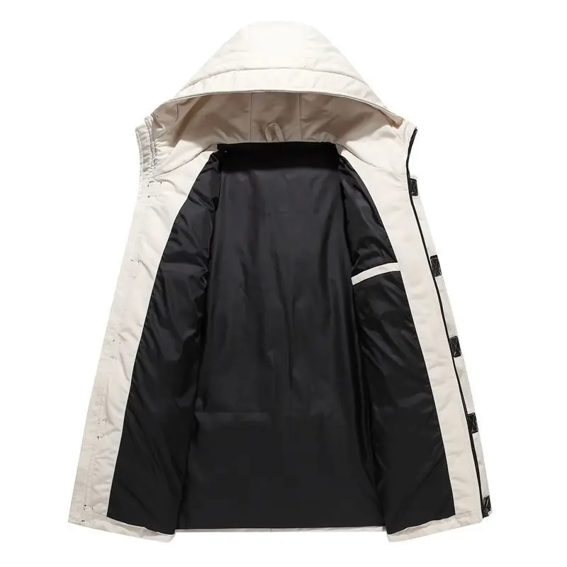 Mid-length Thick Warm Winter Tooling Wind Overalls Hooded 2021 New Fashion Couple Men Down Jacket Women's