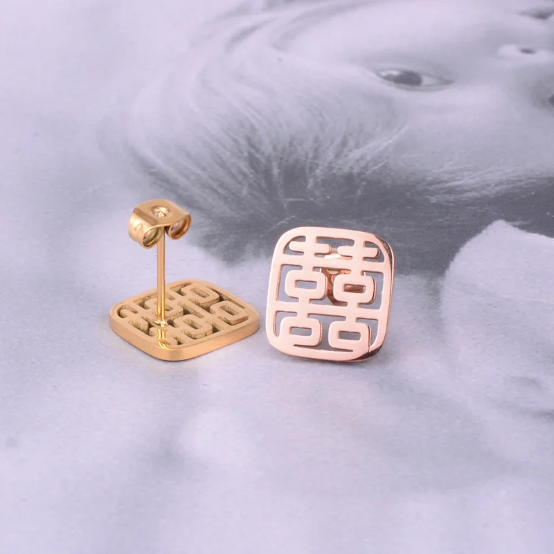 E07 серьги-гвоздики в китайском стиле для костюма Xi полые квадратные серьги с