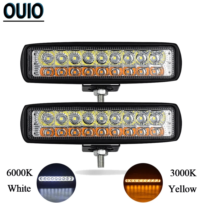 2-рядная белый желтый светодиодный рабочий светильник 4x4 внедорожных автомобилей