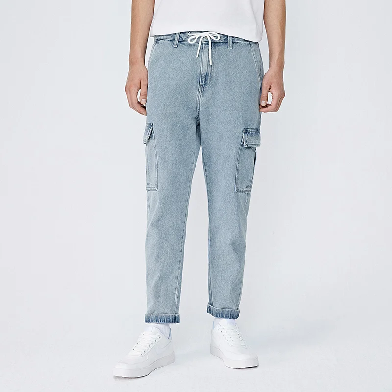 

SEMIR Jeans men autumn 2020 new light-color overalls Hong Kong style pants fashion denim trousers men