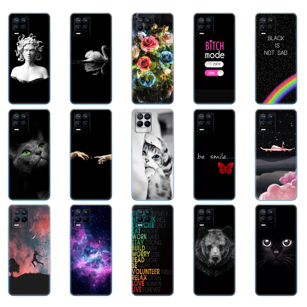 for realme 8 case 6 4 soft silicon tpu back for realme 8 pro oppo realme8 4g rmx3085 phone cover coque capa funda bumper flower free global shipping