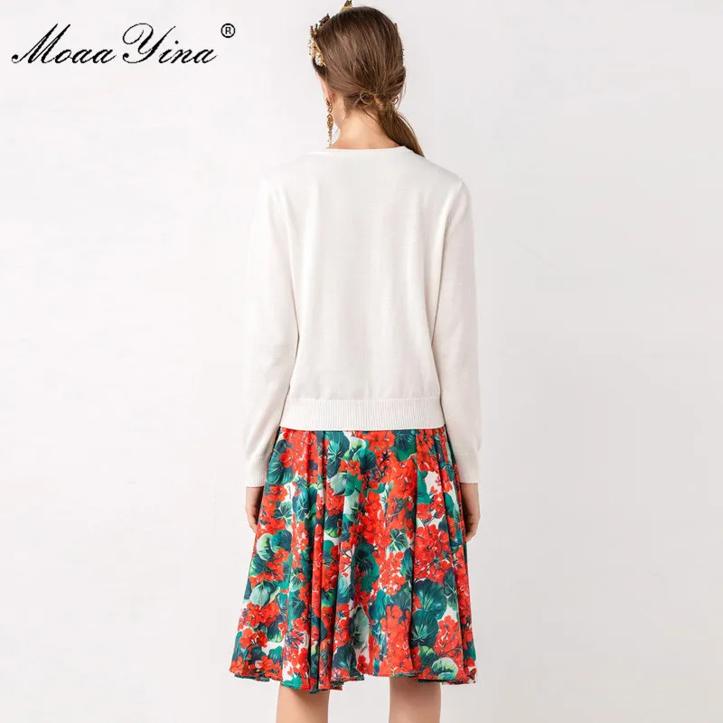 MoaaYina Модный комплект осенний женский длинный рукав кружево розовая кнопка