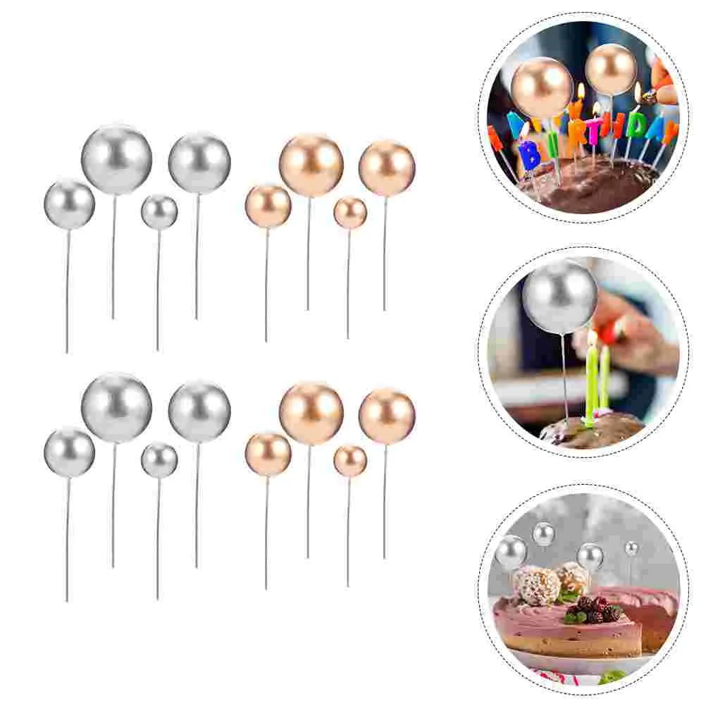 

40Pcs Round Cake Toppers Simple Shaped Cake Ornaments (Golden, Silver)