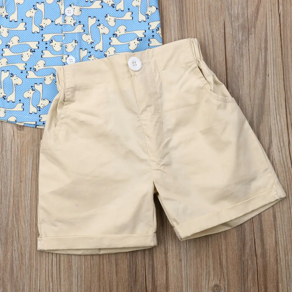 1-6Y Kids Baby Boy Summer Suit Wedding Gentleman Clothes Sets Dinosaur T-Shirt Shorts Outfits 2pcs |