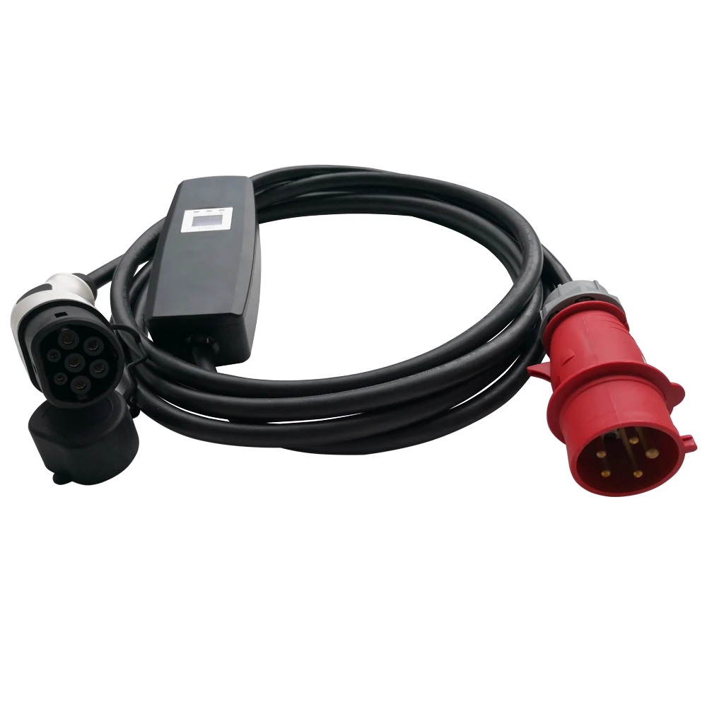 Портативное 32A Type2 EV зарядное устройство IEC62196 с ЖК-дисплеем регулируемое токовое
