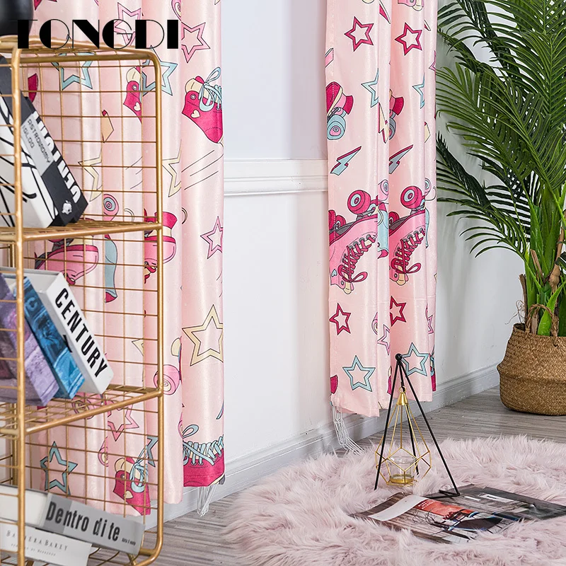 Светонепроницаемые шторы TONGDI Детские фланелевые с милым мультяшным принтом