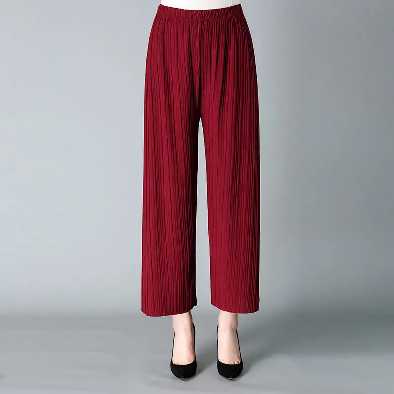 

2020 Pants for Women Black Loose Casual Pleated Wide Leg Pant Female Summer High Waist Pants Pantalones Mujer Korean Roupas F135