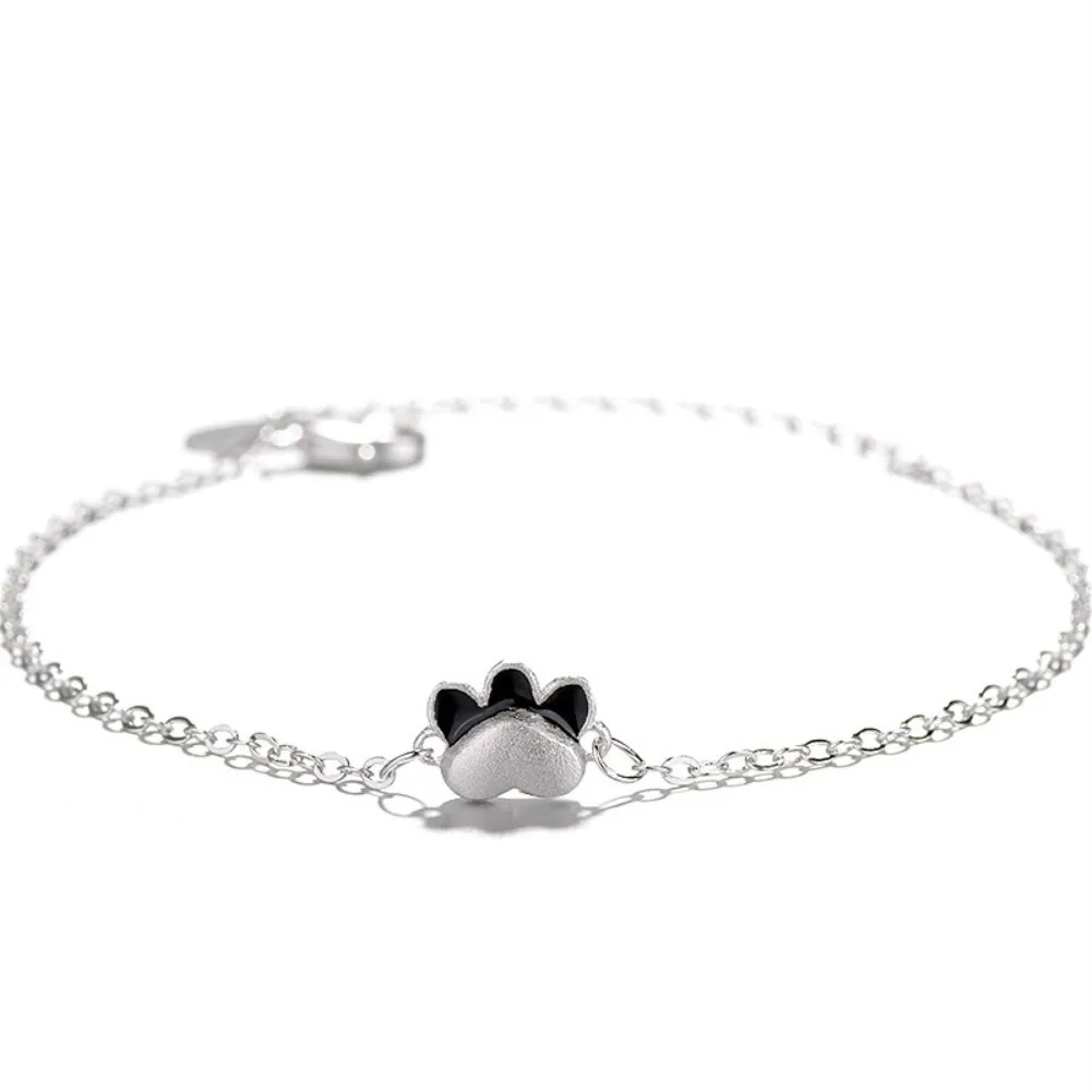 

Korean Fashion Silver Plated Plated Charm Bracelet Cute Cat Paw Kitty Resizable for Women Party Girlfriend Gift Jewelry QXB23.01