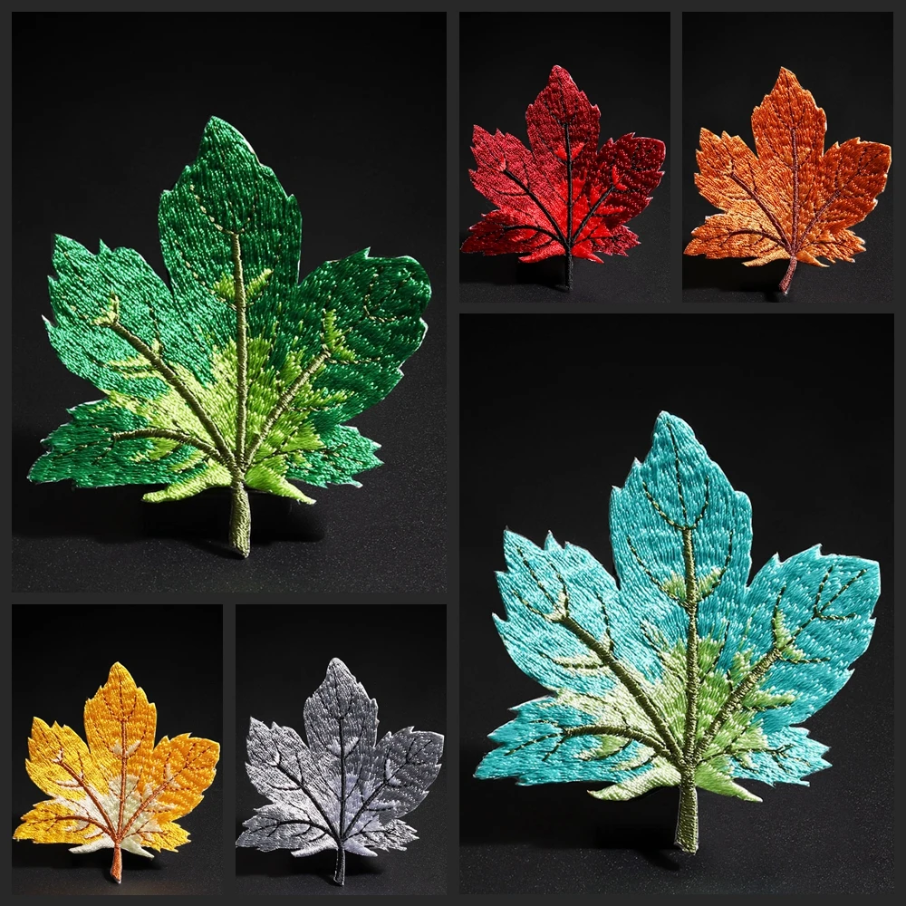 

Colourful maple leaf embroidery patches DIY T-shirt coat Jeans Backpack exquisite sewing decorate Applique Stickers accessories