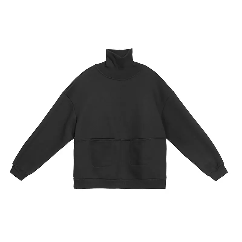 

XITAO Dark Style Woman T shirts Loose Plus Size Long Sleeve High Neck T Shirt Fashion Plus Velvet Tops Autumn Winter Tee DZL2116