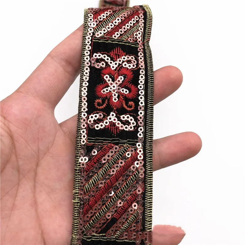 Кружевная отделка с блестками 1 ярд вышитая лента для шитья аппликация