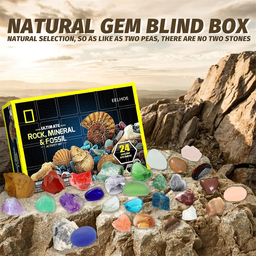 

Christmas Gift Box Christmas Gift Box Countdown 24th Calendar Surprise Box Blind Box Mineral Funny Early Childhood Education Toy