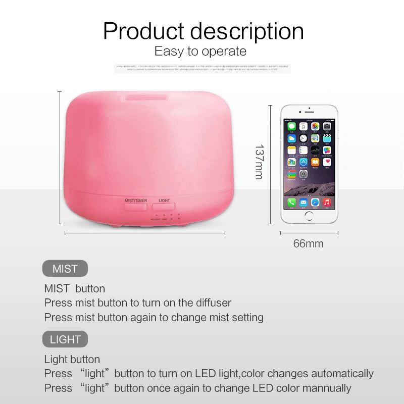 Ультразвуковой увлажнитель воздуха со светодиодный Ной подсветкой 300 мл |