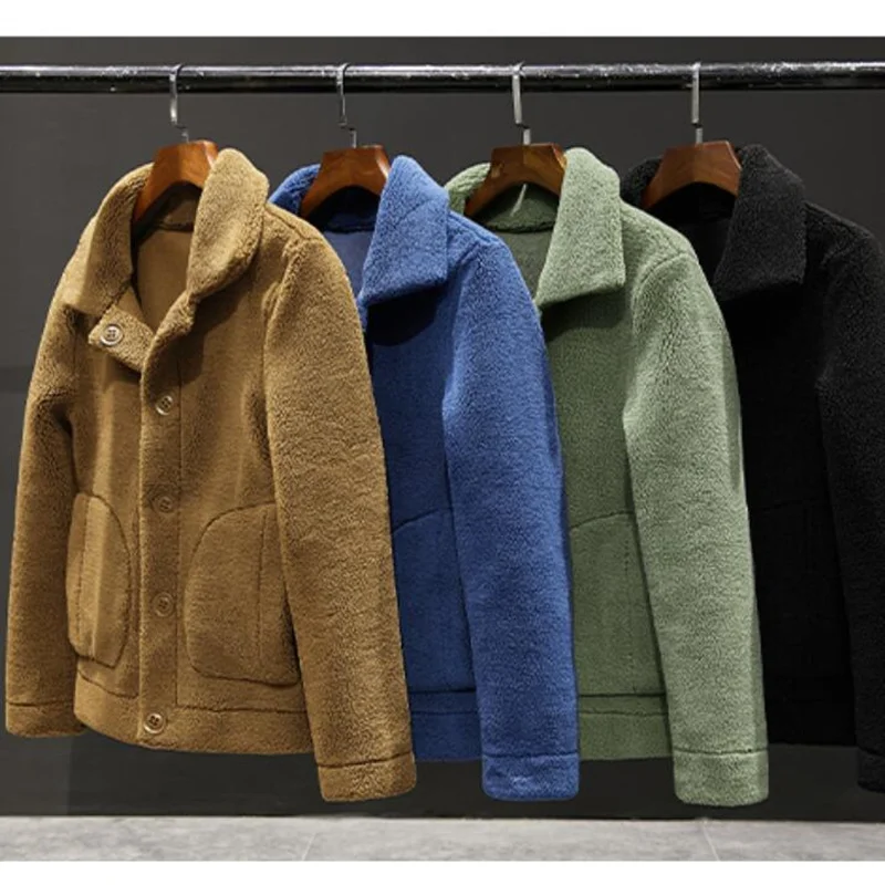 

2021 Brand clothing Men winter keep warm Woolen Coats Men's granular woollen cloth Double sided Woolen Jackets Plus size S-4XL