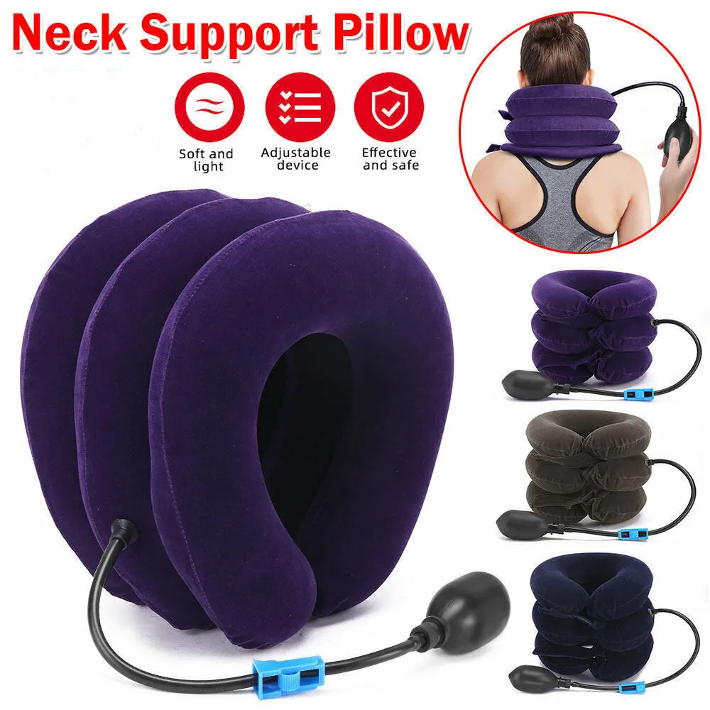 Inflatable Air Neck Traction Apparatus Device Soft Neck Cervical Collar Pillow Pain Stress Pain Relief Tractor Neck Stretcher