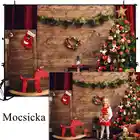 Mocsicka деревянный Рождественский фон для фотосъемки Рождественская елка Игрушка подарки рождественские носки фон детский день рождения