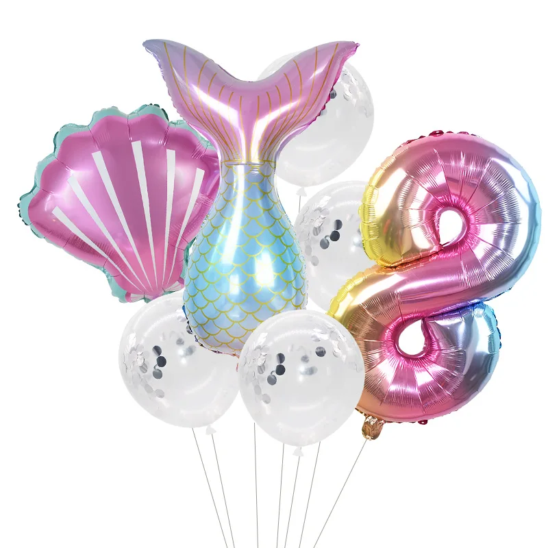 

Mermaid Tail Balloons Rainbow Number Foil Balloon Mermaid Birthday Party Decoration 1 2 3 4 5 6 Years Birthday Supplies Globos
