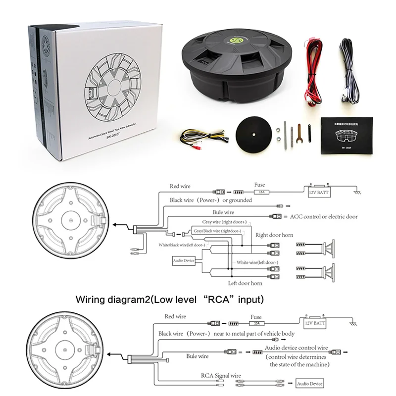 $174.30 Sennuopu Car Subwoofer Class AB Power Amplifier Bass Speakers Aluminum Box Active Sub Woofer Install on Spare Tire Audio System