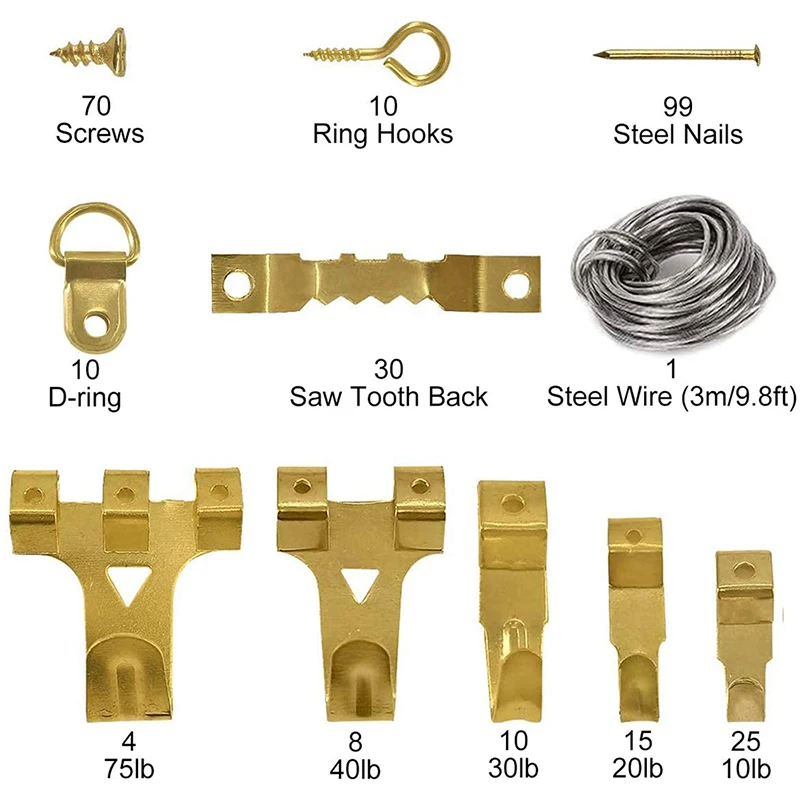 

282 шт. сверхмощные вешалки для картин подвесной комплект с уровневой рамкой включает крючки гвозди подвесной Провод D кольцо треугольное